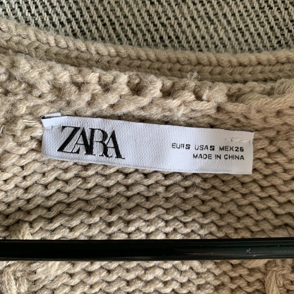 BLOGGER NEW ZARA Women Chunky Floral Sweater Cardigan 1957/104, Tan/Mink, Size S - Picture 3 of 10